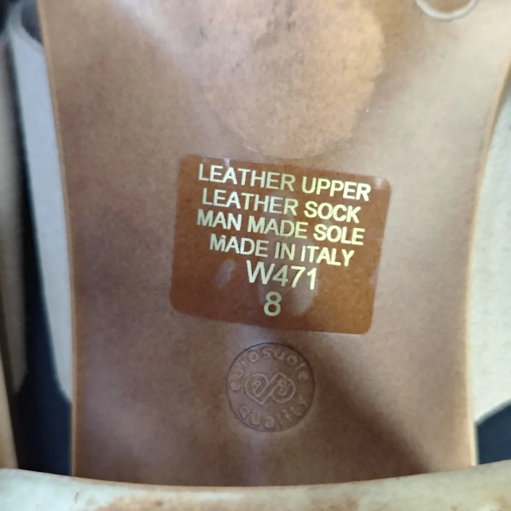 Mila Paoli Womens Slide Sandals 8 Beige Suede Made in Italy W471 Block Heel - Picture 8 of 9